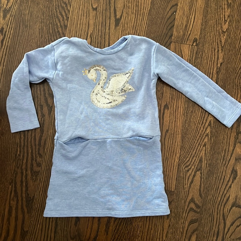 Girls Swan Princess Sweatshirt Dress- Gymboree Size 5-6